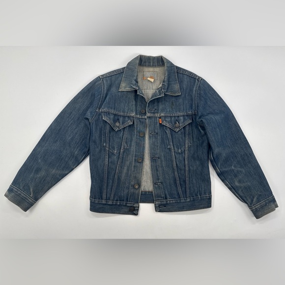 Levi's Other - Vintage 70s Levi's Orange Tab Denim Jacket Mens CROP Small Trucker USA Indigo